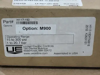 New | in-Stock UNITED ELECTRIC H117-192 Switchgears British Columbia CA | Lenmark #240778
