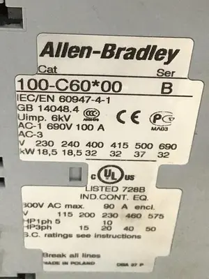 USED ALLEN BRADLEY 100-C60.00 SER B
