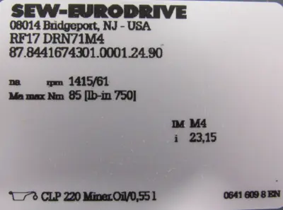 NEW SEW EURODRIVE RF17 DRN71M4 GEARMOTOR 23:15 RF17DRN71M4