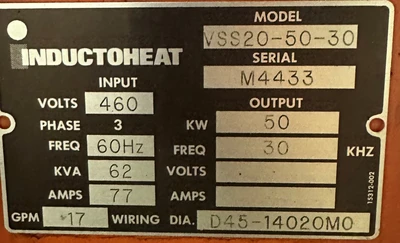 INDUCTOHEAT 50KW INDUCTION HARDENER SYSTEM