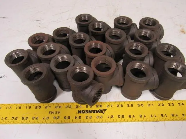 1-1/4" Malleable Iron Tee Fitting Black Pipe Steel Lot of 20