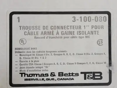 NEW THOMAS & BETTS 3-100-080