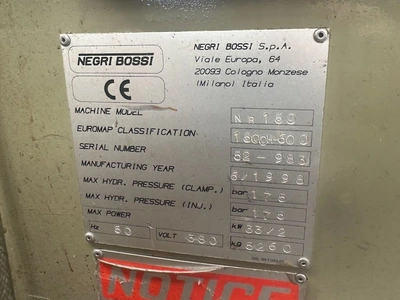 Used 1998 NEGRI BOSSI NB150 Injection Molding Machines GB | Charter Auctions #1364771
