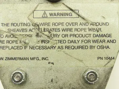 Zimmerman Ingersoll Rand 10444 Air Balancer Load Block Single Pulley Sheave