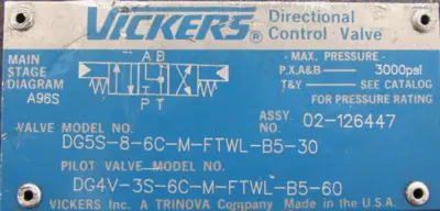 NEW VICKERS DG5S-8-6C-M-FTWL-B5-30 VALVE 02-126447 DG4V-3S-6C-M-FTWL-B5-60