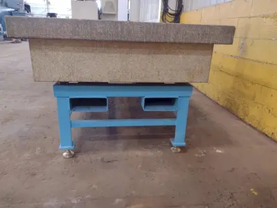 8' X 4' X 14" CHALLENGE PRECISION LAYOUT INSPECTION GRANITE TABLE W/ EDGE LEDGES: STOCK #23812