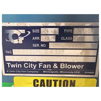USED TWIN CITY FAN 365 BCV-SW