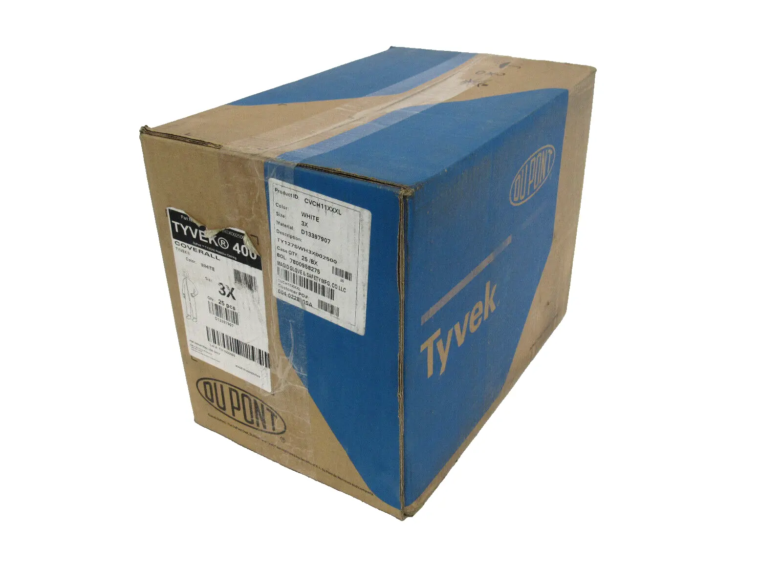 NEW BOX OF 25EA DUPONT TYVEK 400 3X COVERALL TY127SWH3X002500