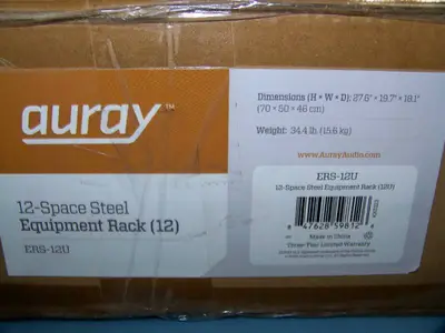 Auray ERS-12U 12-Space Steel Equipment Rack with 3" Locking Casters - NEW IN BOX