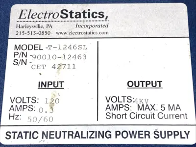 USED ELECTROSTATICS STATIC NEUTRALIZING POWER SUPPLY W/ GUN ATTACHMENT