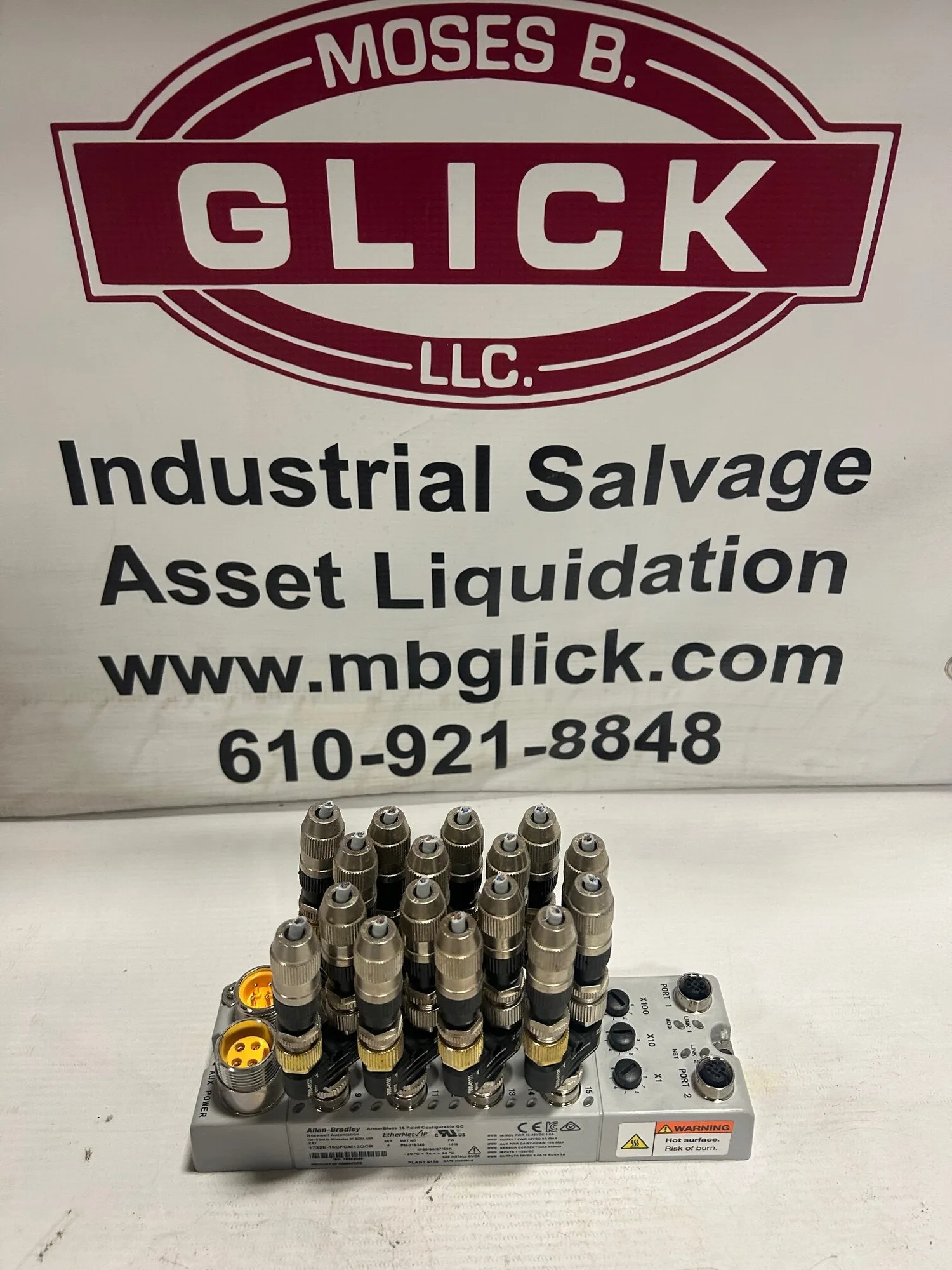 Allen Bradley 1732E-16CFGM12QCR/A ArmorBlock I/O with 7000-41121 M12 T Couplers