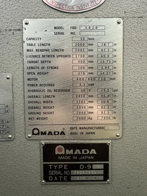 USED AMADA FBD5020