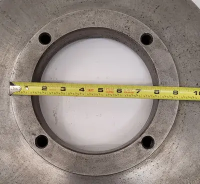 15" LATHE FACE PLATE - D1-8 MOUNT WITH 6-5/8" THROUGH HOLE