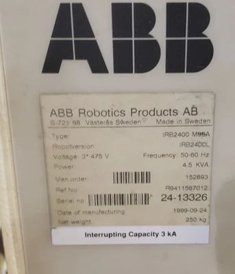 ABB IRB2400-M98A Robot Manipulator Arm w/ Controller and Teach P