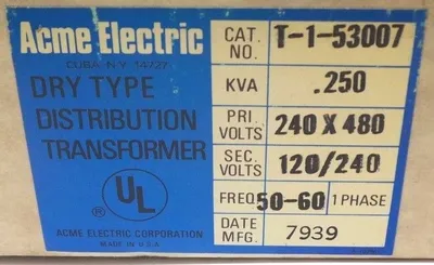 NEW ACME ELECTRIC T-1-53007 SINGLE PHASE T153007