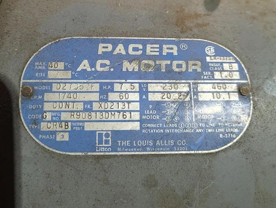 Used Pacer D27052F A.C. Motors Kentucky US | Edwards Industrial Repair #1284600