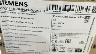 NEW SIEMENS 3VA6110-6HN31-0AA0 CIRCUIT BREAKER 3VA61106HN310AA0