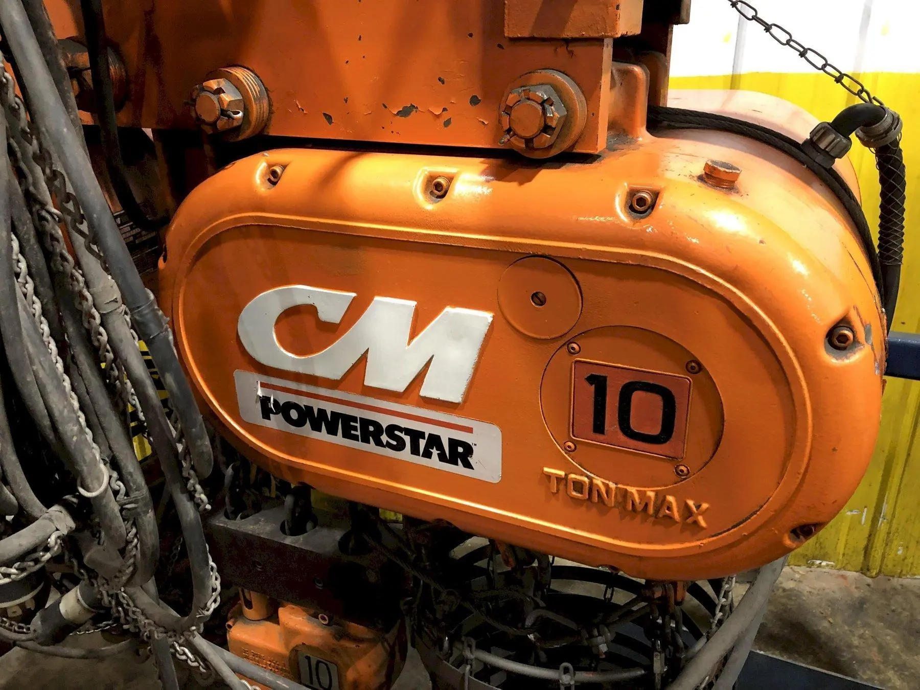 10 TON CM MODEL #POWERSTAR-7201 ELECTRIC CHAIN HOIST WITH POWER TROLLEY: STOCK #18370