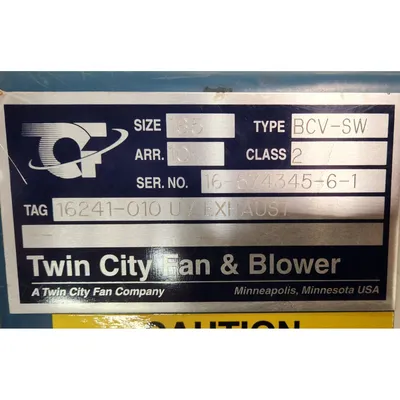 USED TWIN CITY FAN BCV-SW 165