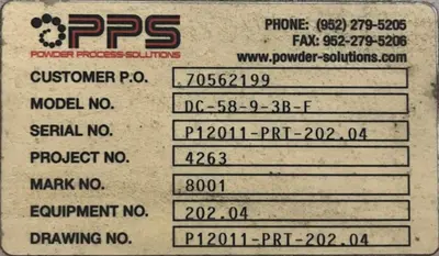 USED POWDER PROCESS SOLUTIONS DC-58-9-3B-F