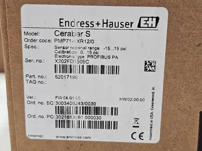 New | in-Stock ENDRESS+HAUSER PMP71-1XR12/0 Miscellaneous Equipment (Electrical & Power) British Columbia CA | Lenmark #1439891