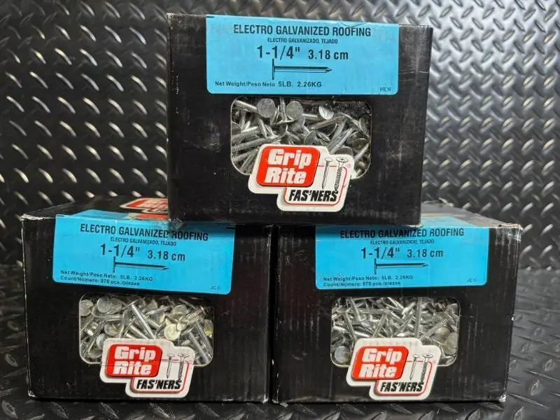 Grip Rite Roofing Nails - 1-1/4 in Electro-Galvanized, 4 Boxes (975 pcs/box)