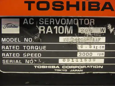 Toshiba RA10M AC Servo Motor 200W 3000 RPM 14mm Shaft