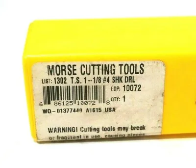 NEW MORSE CUTTING TOOLS 1302 #4 SHANK DRILL 1-1/8