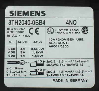 USED SIEMENS 3TH2040-0BB4