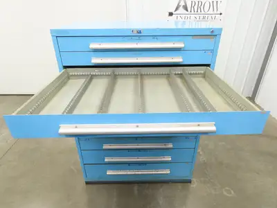 Nu-Era Modular Tool Storage Cabinet 10 Drawer 45x28x61" Stanley Vidmar Blue