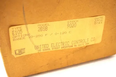 NEW UNITED ELECTRIC E105-2BSB TEMPERATURE SWITCH 30-250F / 0-120C E1052BS