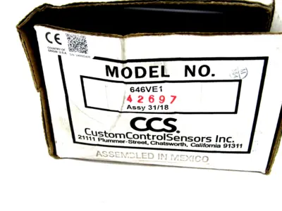 NEW CUSTOM CONTROL SENSORS 646VE1 VACUUM SWITCH