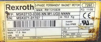 USED REXROTH MSK071D-0300-NN-M1-UG0-NNNN