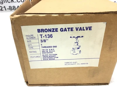 Nibco T-136/T-126 3/8in Gate Valve – Bronze, Non-Rising Stem, Union Bonnet, Threaded 039923619761