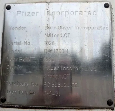 Dorr-Oliver BW 1250H sanitary peeler centrifuge, duplex SS.