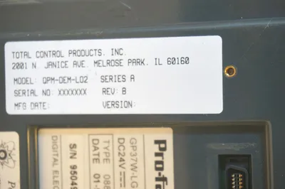 TOTAL CONTROL PRODUCTS QPM-DEM-L02 QUICKPANEL MINI SER.A REV. B QPMDEML02