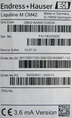 NEW ENDRESS+HAUSER CM42-KAA001EAE00 TRANSMITTER LIQUILINE M CM42KAA001EAE0