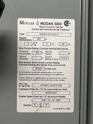 Modan 3000 VFD MCC, 600V, 3-Ph, 1200A, 15 Sections