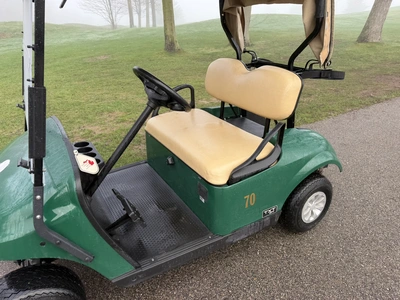 (1) 2019 E-Z-Go EFI golf cart with a Kawasaki gas engine, model 657061G01, includes canopy, fold-dow...
