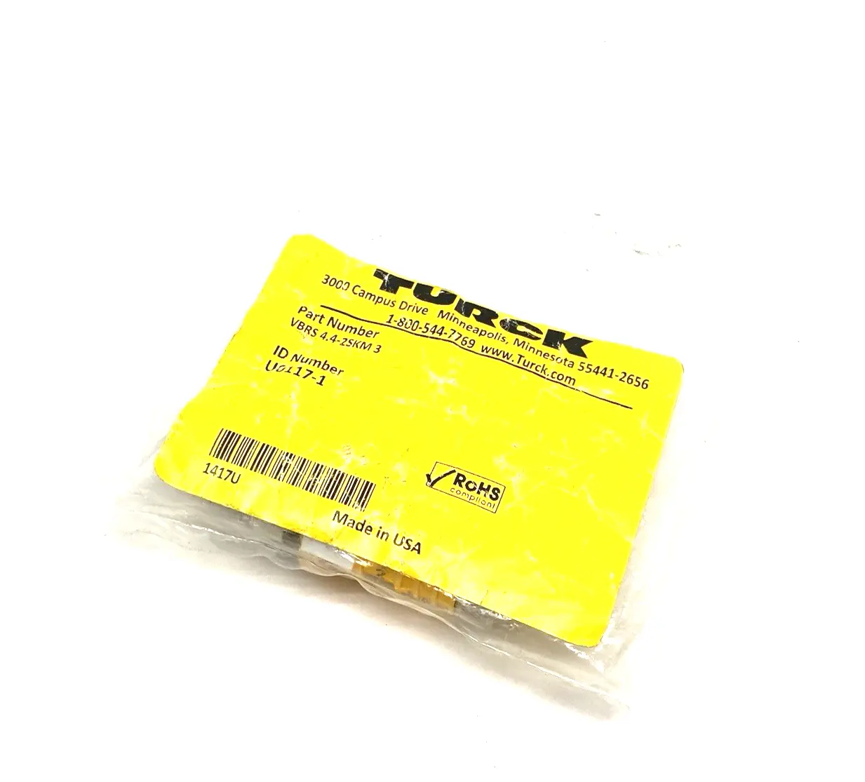 NEW TURCK CABLE SPLITTER, 2-PORT, M8 3-WIRE TO M12 U0117-1