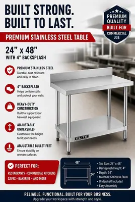 24"x 48" Premium All Stainless Steel Table