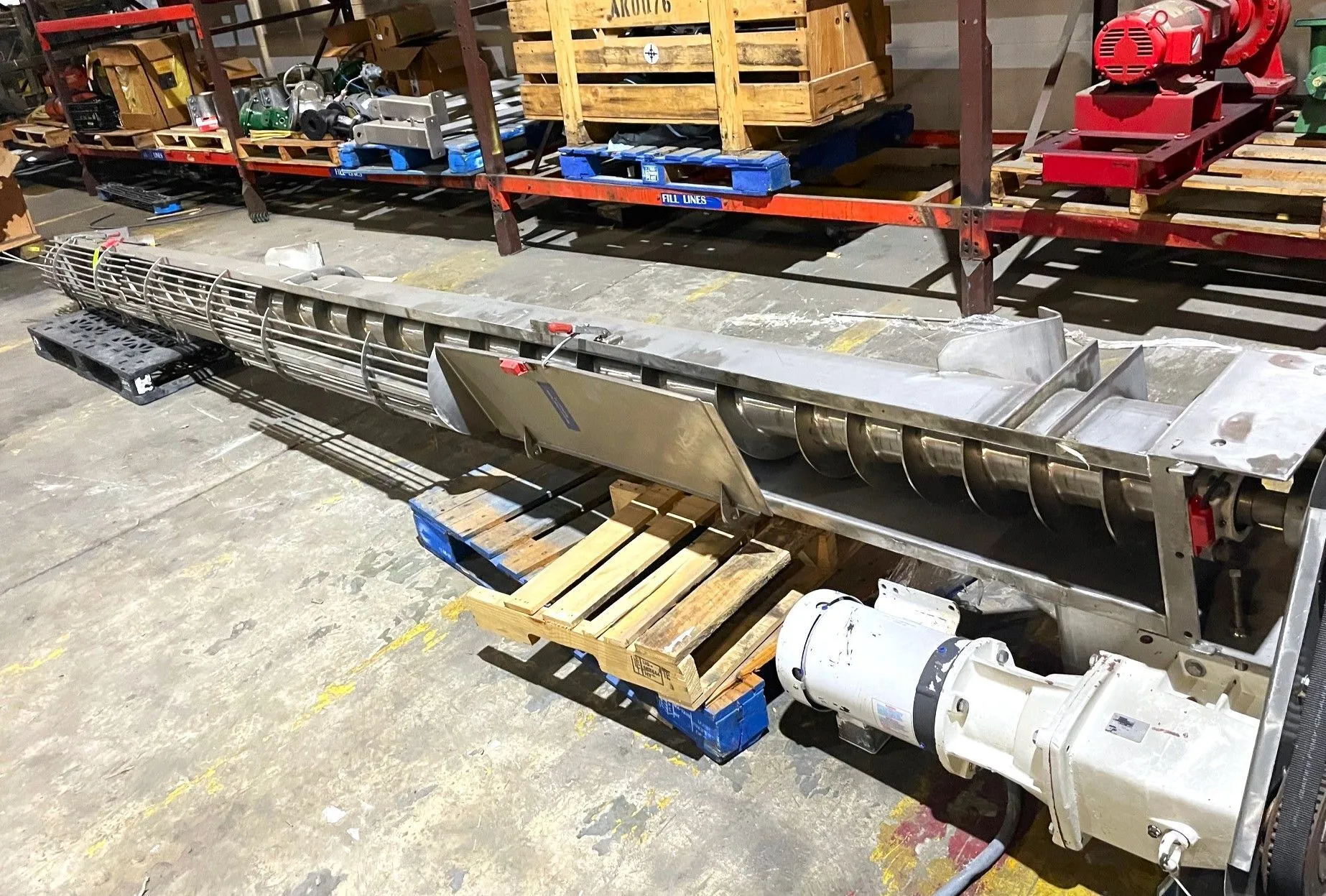 USED Stainless Steel Sanitary Screw Conveyor 10" W x 17' L