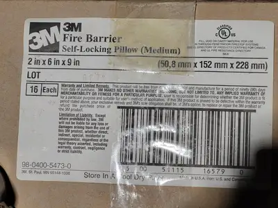 Fire Barrier Self Locking Pillow (Medium) 2"x6"x9"
