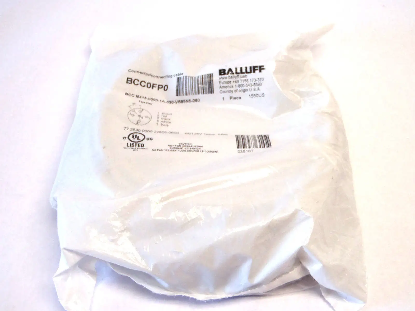 USED BALLUFF CONNECTING CABLE BCC-M415-0000-1A-030-VS85N6-060