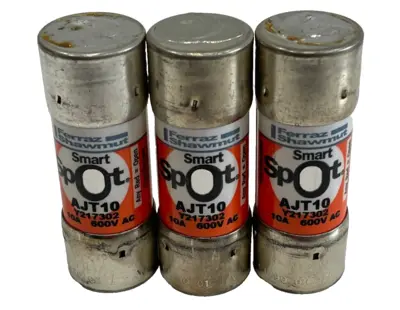 NEW FERRAZ SHAWMUT AJT10 FUSES 10A 600V LOT OF 3