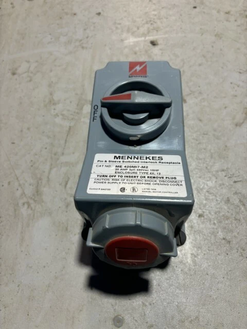 Mennekes ME420MI7 MECHANICAL INTERLOCK RECEPTACLE 20 AMP 4 W 480 VAC