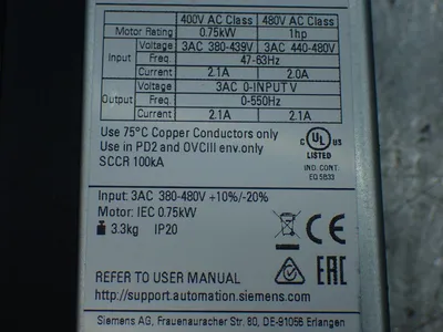 USED SIEMENS 6SL32201YE100UF0