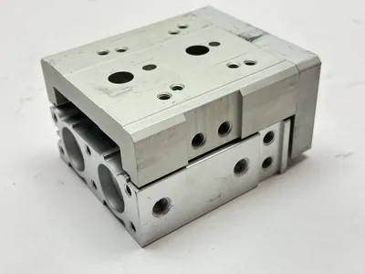 MXS25-10 | SMC  Pneumatic Dual Rod Slide Table 25mm Bore 10mm Stroke - Used