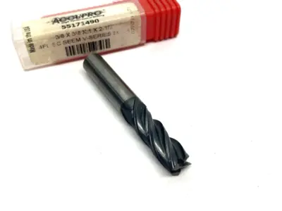 USED ACCUPRO SQUARE END MILL: 3/8" DIA, 1" LOC, 4 FLUTE, SOLID CARBIDE