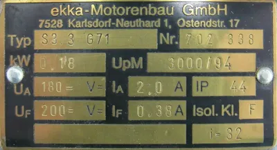 USED EKKA MOTORENBAU S3-3-G71 MOTOR 702-338 3000/94 S33G71